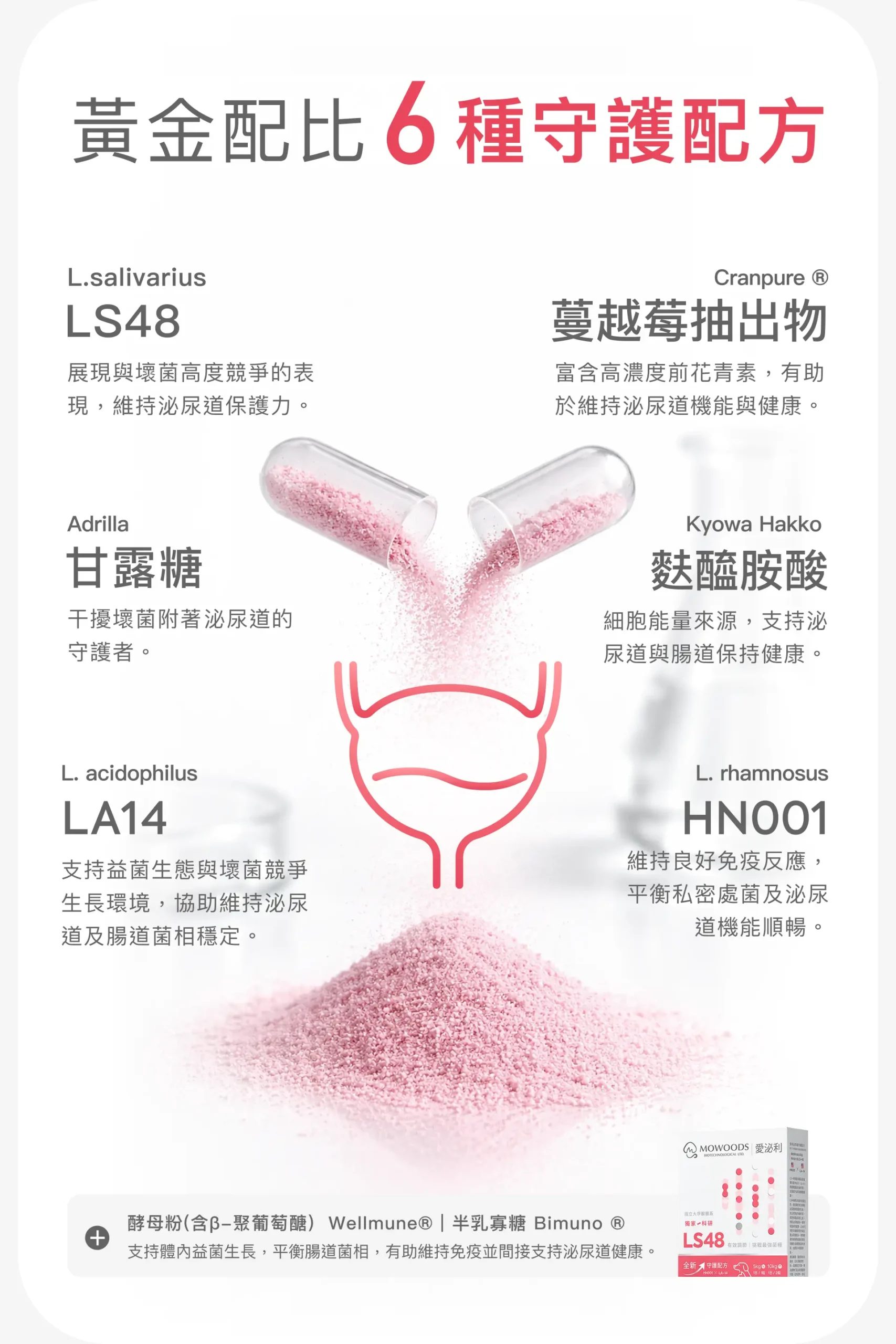 泌尿道益生菌成分 LS48 HN001 LA14 與蔓越莓萃取