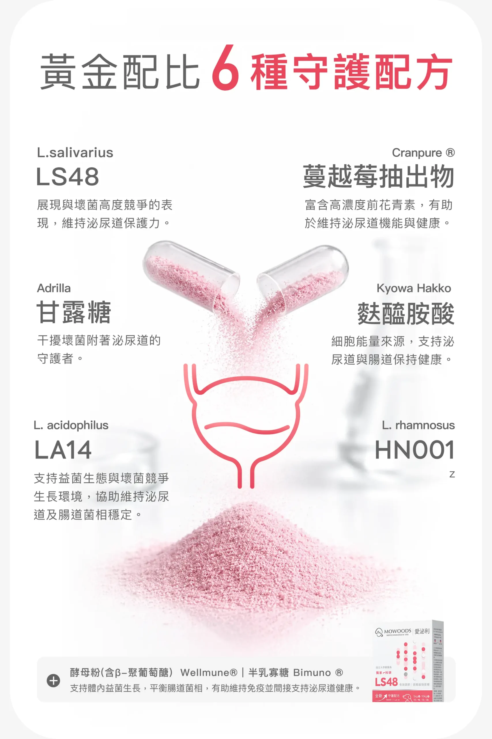 泌尿道益生菌成分 LS48 HN001 LA14 與蔓越莓萃取